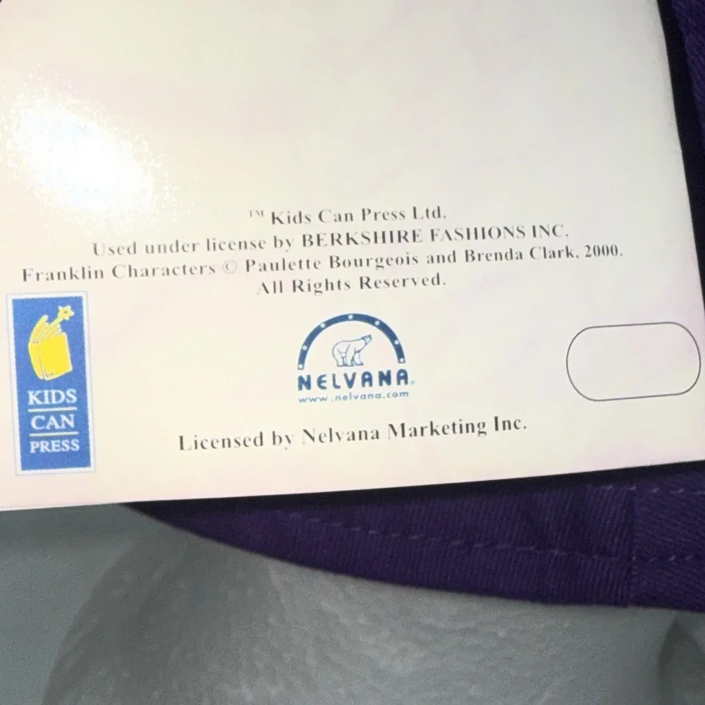 Vintage 2000 Franklin the Turtle Purple Bucket Hat Berkshire‎ Fashions NWT Kids